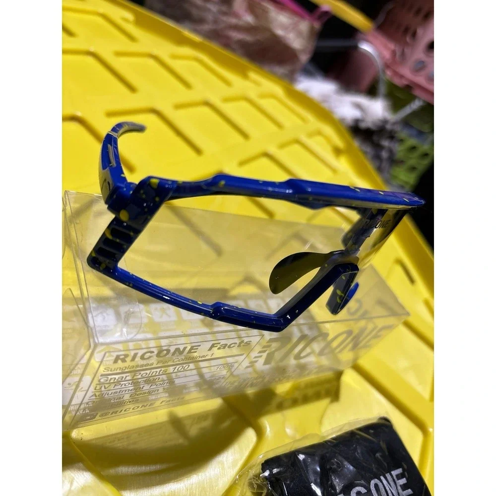 NEW Ricone Adult‎ Photochromic Cycling Motorcycle Glasses Goggles, Black/Blue
